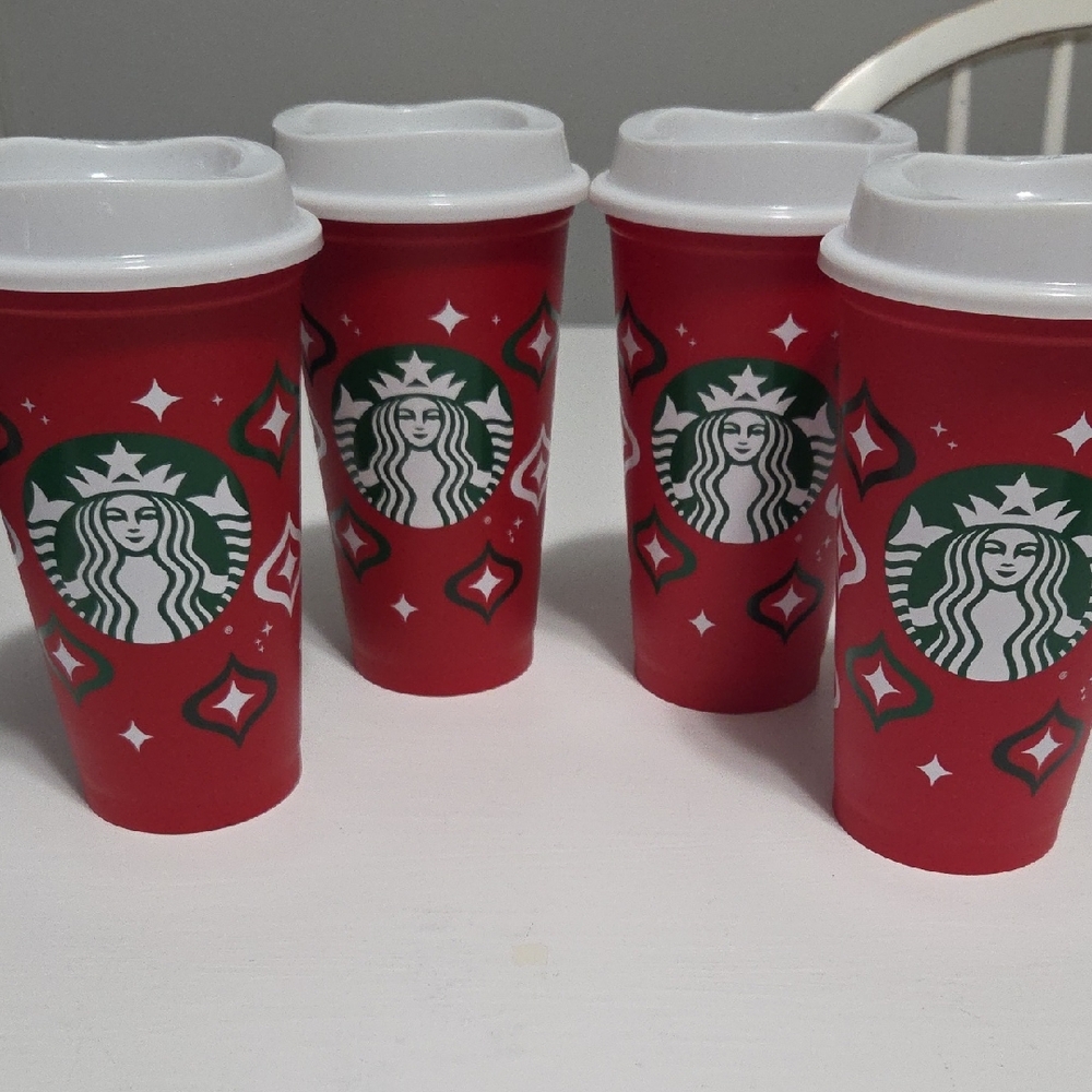🔴2/$15 4-Starbucks Festive 16oz Plastic Tumblers